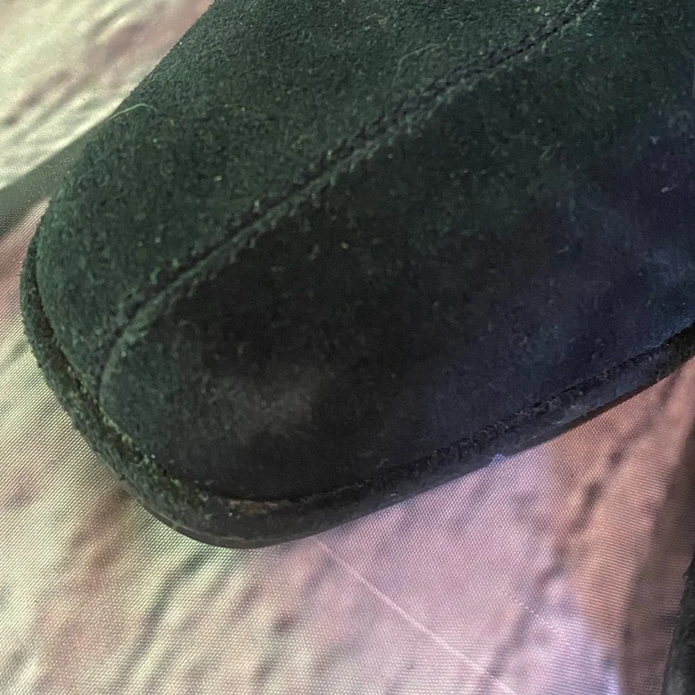 Liz Claiborne Women's Eason Black Suede Gray Sherpa Zip Up Ankle Booties Size 7M